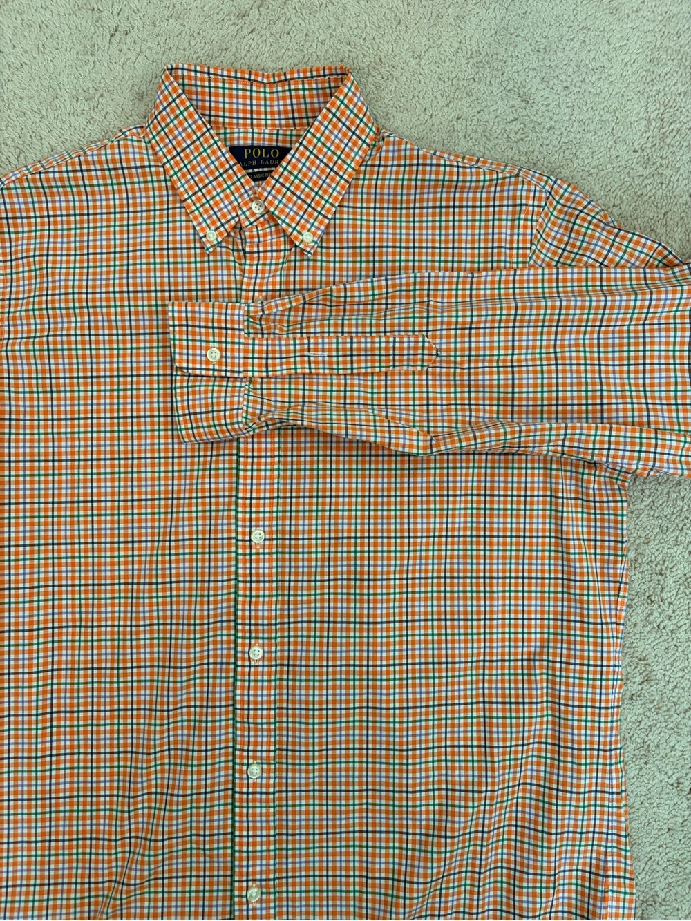Polo Ralph Lauren Classic Fit Men's Long Sleeve Button‎ Down Shirt Size L Orange